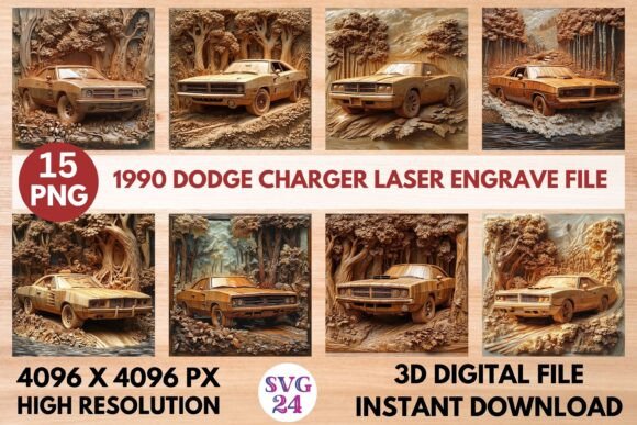 1990 Dodge Charger Laser Engrave File: 3D Design for Crafters