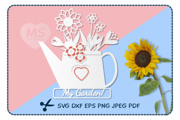 3G Watering Can Floral Paper Cut SVG for Spring Crafting