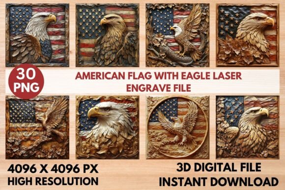 American Flag with Eagle Laser Engrave: A Design Asset