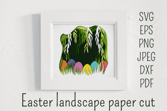 Beautiful Easter Paper Cut Landscape for Spring Crafts