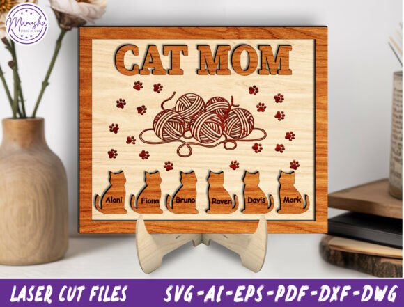 Cat Mom Laser Cut File: A Personalized Gift for Feline Fans