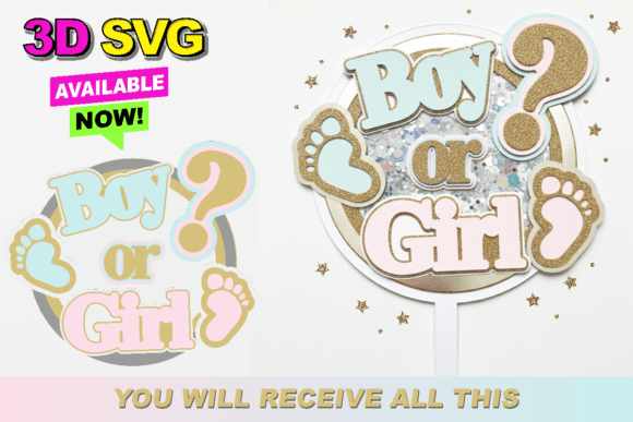 Creative Boy or Girl Cake Topper Shaker SVG Collection
