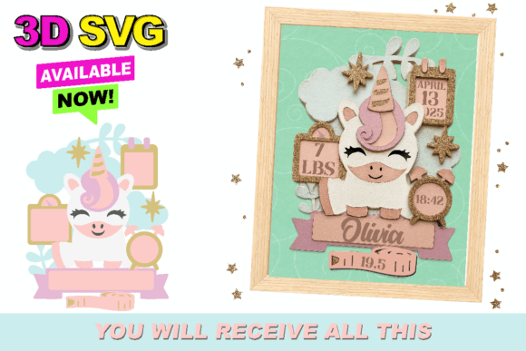 Enchanting Unicorn Birth Stats Announcement Signs