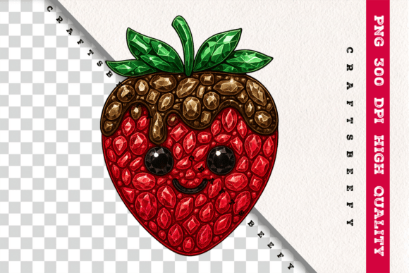 Faux Rhinestone Strawberry PNG: Sweet Diamond Art