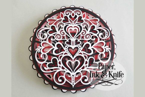 Hearts Round Mandala Papercut Shadowbox: A Stunning Design Asset