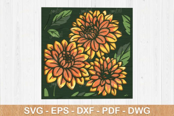 Layered Dahlia Flower Wall Art SVG