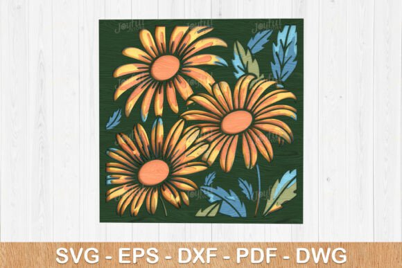 Layered Daisies Flower Wall Art SVG