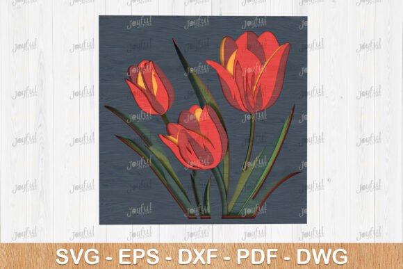 Layered Tulip Flower SVG Wall Art for Elegant Designs