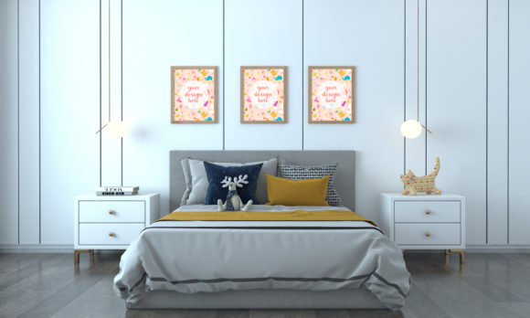 Modern Minimalist Kids Bedroom Mockup for Designers