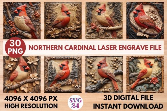 Northern Cardinal Laser Engrave File