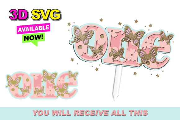 One Butterfly Birthday Cake Topper