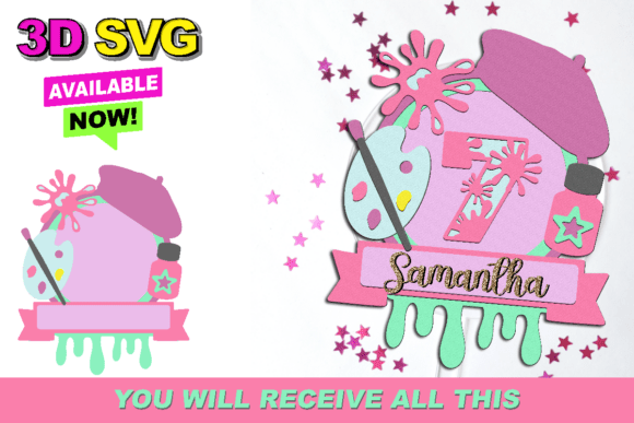 Painter Artist Cake Topper SVG: Creative 3D Designs