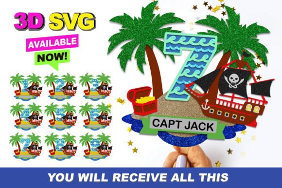 Pirate Numbers Topper: Fun 3D SVGs for Parties