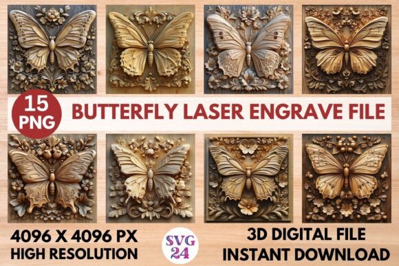 Stunning Butterfly Laser Engrave File for Creative Projects