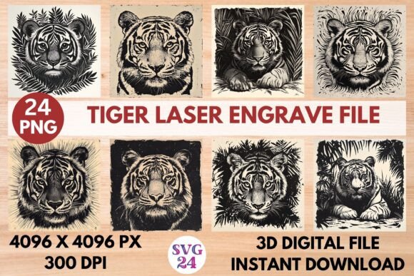 Tiger Laser Engrave File: 3D Art for Your Projects