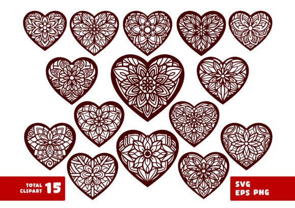 Valentine Heart Mandala SVG Bundle: Elegant Craft Designs